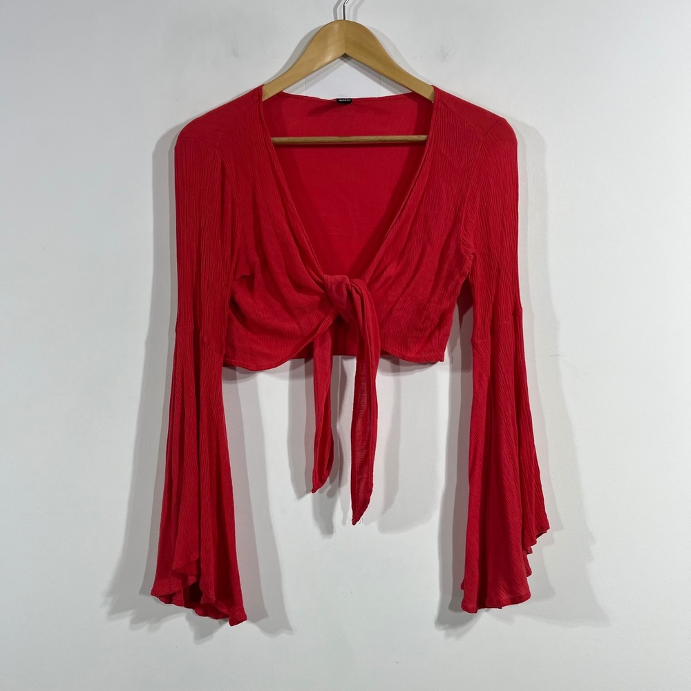 Windsor‎ Y2K Retro Crinkle Gauze Whimsigoth Bell Sleeve Top Boho Womens Small